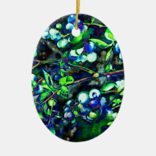 Blueberries Ceramic Ornament
