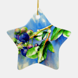 Blueberries Ceramic Ornament