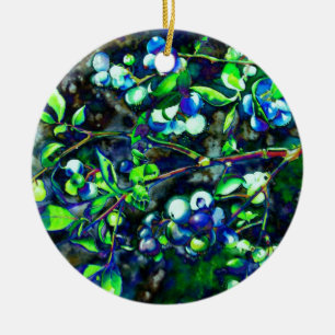 Blueberries Ceramic Ornament