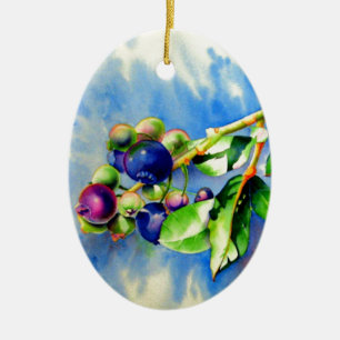 Blueberries Ceramic Ornament