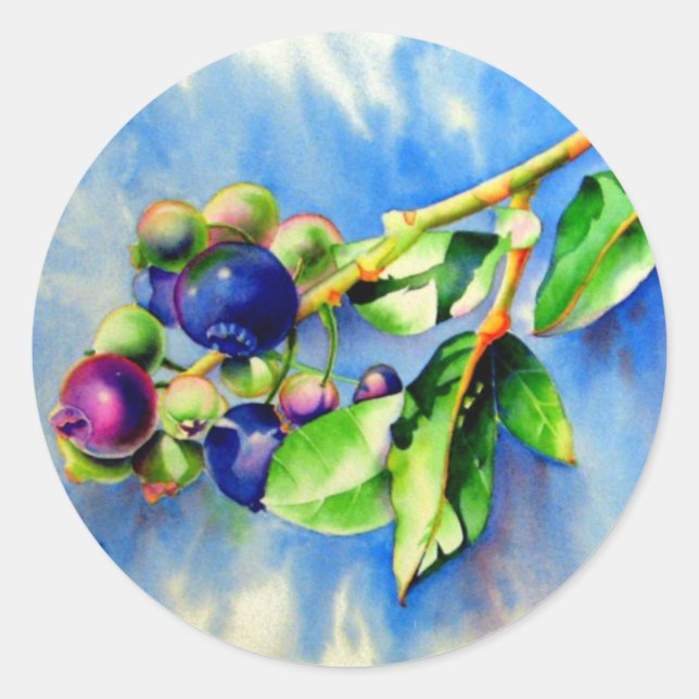 Blueberries  classic round sticker (Front)