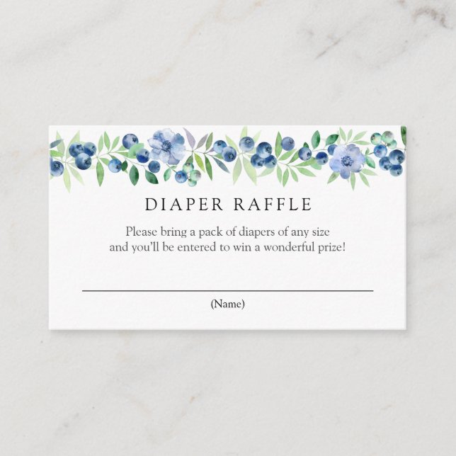 Blueberries Diaper Raffle Enclosure Card (Front)