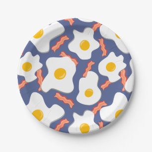 Blueberries, Eggs & Side Of Bacon Paper Plate