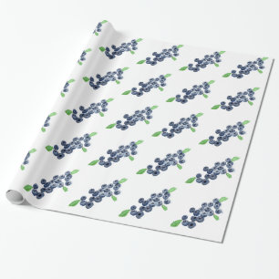 Blueberries fruit Berry 1st Birthday watercolor Wrapping Paper
