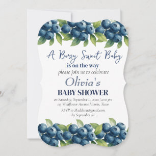 Blueberries Fruit Berry Sweet Baby Shower Invitation