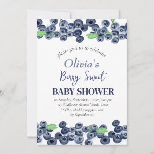 Blueberries Fruit Berry Sweet Baby Shower Invitation