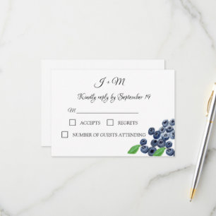 Blueberries Fruit Blueberry Modern Wedding RSVP Card