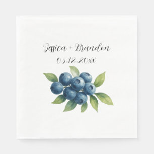 Blueberries Fruit Blueberry Watercolor Wedding Napkin