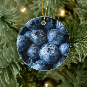 Blueberries Fruit Ceramic Ornament
