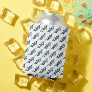Blueberries fruit watercolor Food Berries Pattern Can Cooler