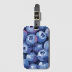 Blueberries Fruit Watercolor Painted Luggage Tag
