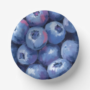 Blueberries Fruit Watercolor Painted Paper Plate