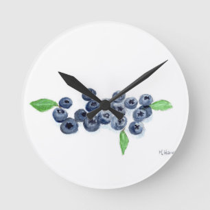 Blueberries fruits kitchen blueberry vegeterian round clock