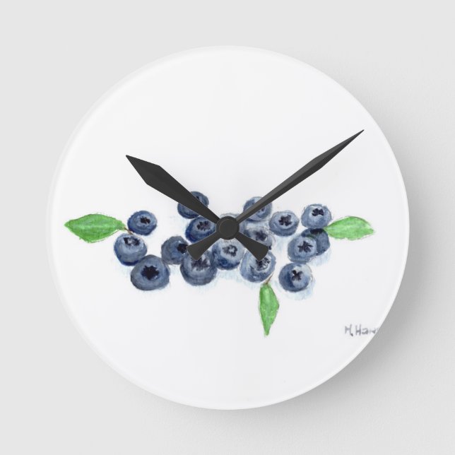Blueberries fruits kitchen blueberry vegeterian round clock (Front)