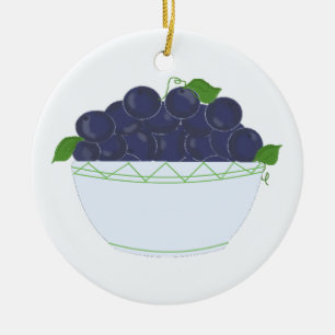 Blueberries in a Dish Ceramic Ornament