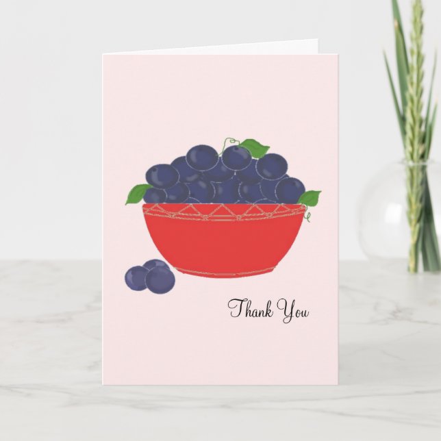 Blueberries in a Red Dish Thank You (Front)
