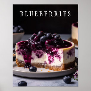 Blueberries Kitchen Art Poster