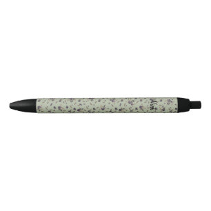 Blueberries lime green black ink pen