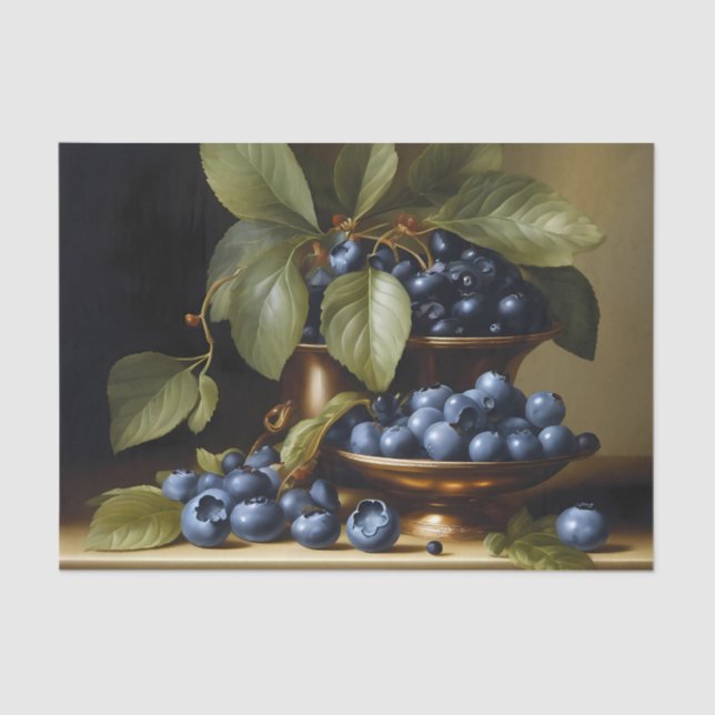 Blueberries on a table tissue paper (Front)