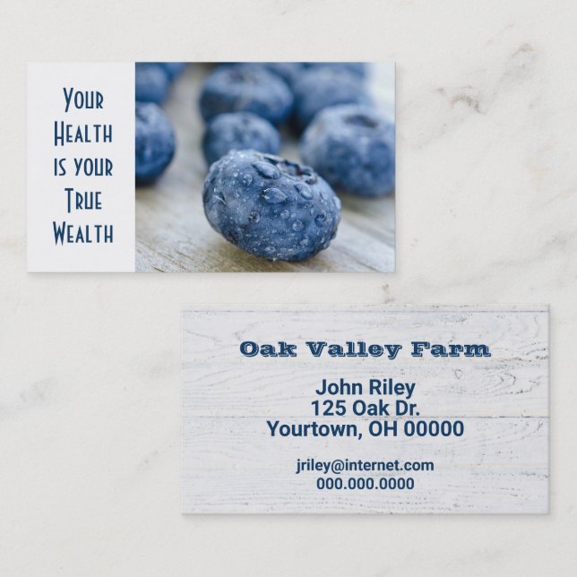 Blueberries On Barnwood Business Card (Front/Back)