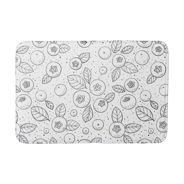 Blueberries on black and white bath mat (Front)