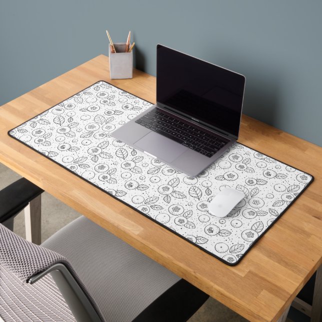 Blueberries on black and white desk mat (Office 2)