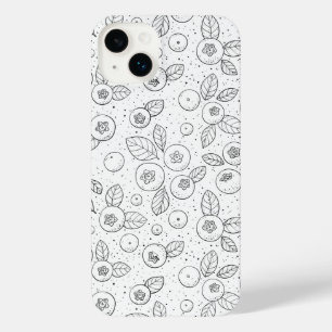 Blueberries on black and white iPhone 14 plus case