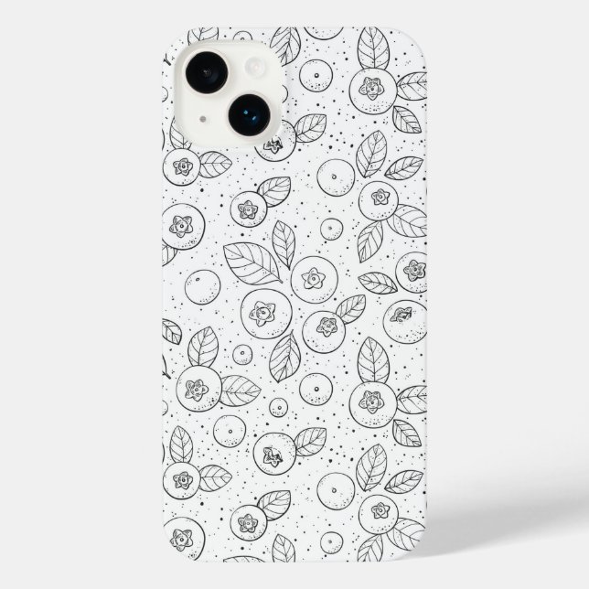 Blueberries on black and white iPhone case (Back)