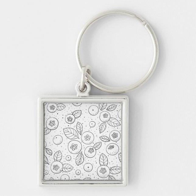 Blueberries on black and white key ring (Front)