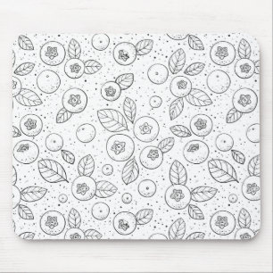 Blueberries on black and white mouse pad