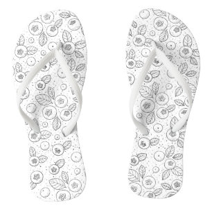 Blueberries on black and white thongs