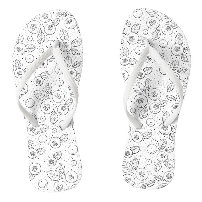 Blueberries on black and white thongs (Footbed)