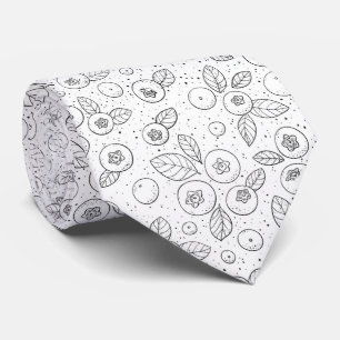 Blueberries on black and white tie