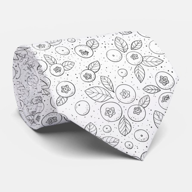 Blueberries on black and white tie (Rolled)