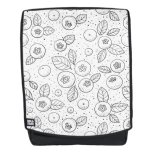 Blueberries on blue backpack
