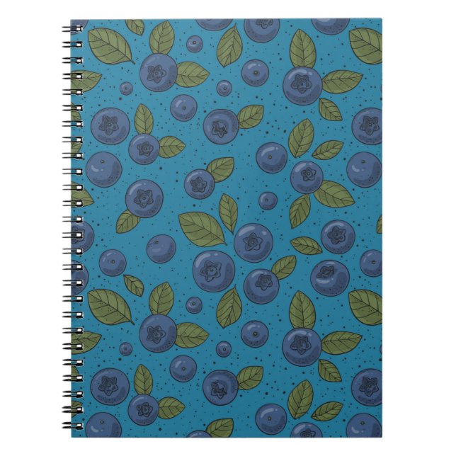 Blueberries on blue notebook (Front)