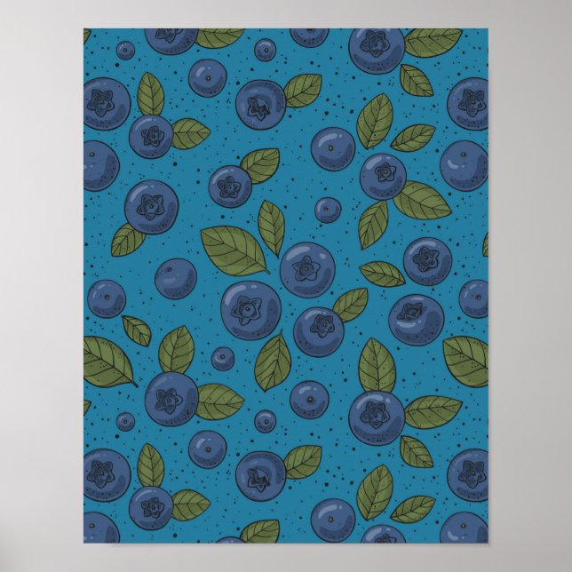Blueberries on blue poster (Front)