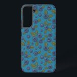 Blueberries on blue samsung galaxy case<br><div class="desc">Hand- painted blueberries and leaves</div>