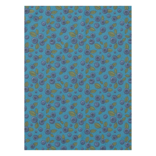 Blueberries on blue tablecloth (Front)