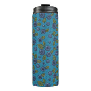 Blueberries on blue thermal tumbler