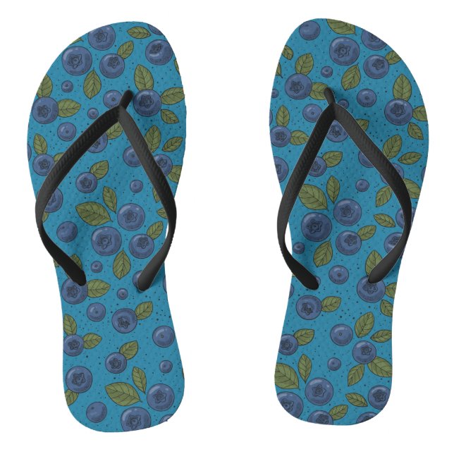 Blueberries on blue thongs (Footbed)