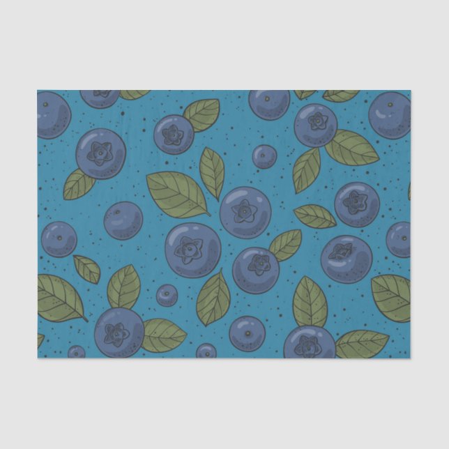Blueberries on blue tissue paper (Front)