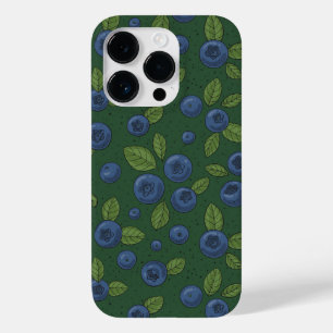 Blueberries on dark green Case-Mate iPhone 14 pro case