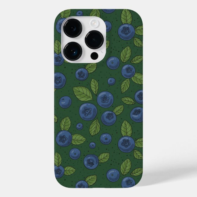 Blueberries on dark green Case-Mate iPhone case (Back)