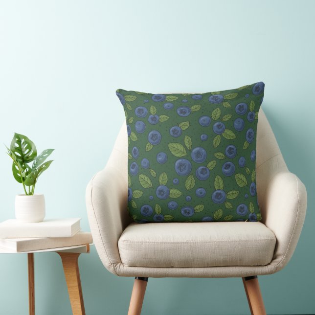 Blueberries on dark green cushion (Chair)