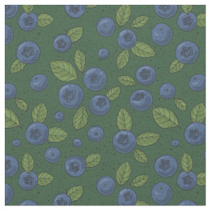 Blueberries on dark green fabric