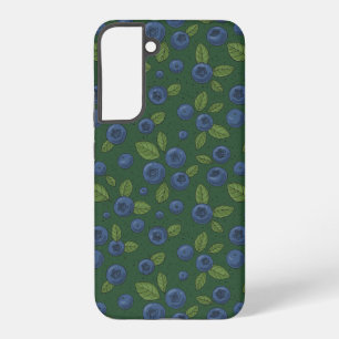 Blueberries on dark green samsung galaxy case