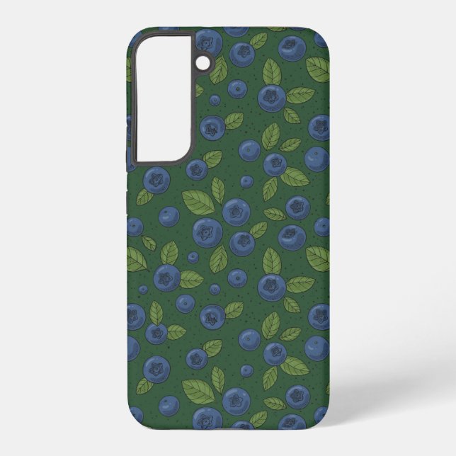 Blueberries on dark green samsung galaxy s22+ case (Back)