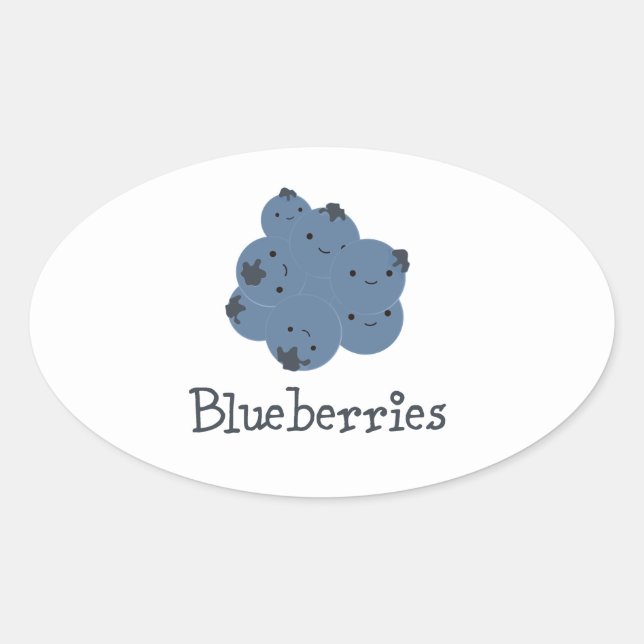 Blueberries Oval Sticker (Front)