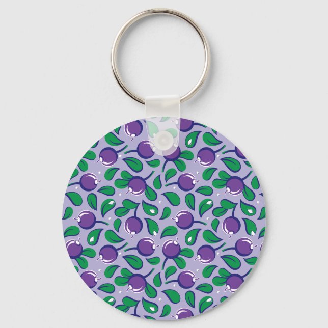 Blueberries pattern (on lilac background) key ring (Front)